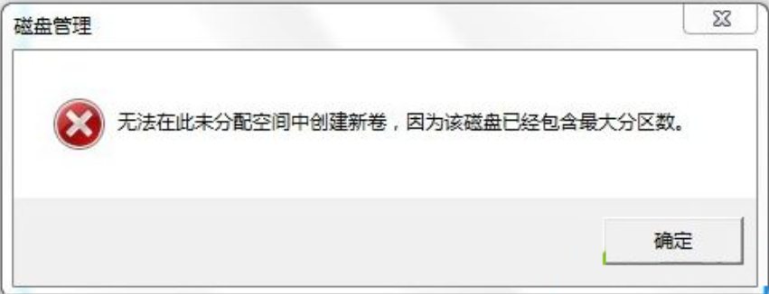 Win7旗舰版磁盘未分配空间无法新建分区怎么办