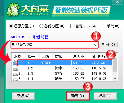 大白菜pe一键安装win7的详细教程