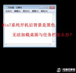 Win7系统开机后背景是黑色 无法加载桌面与任务栏